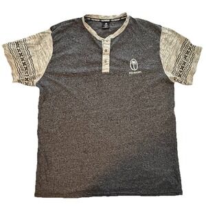 2XL Fiji Rugby Collarless Polo Style Gray Jersey T Tribal Sleeve Design Sporty